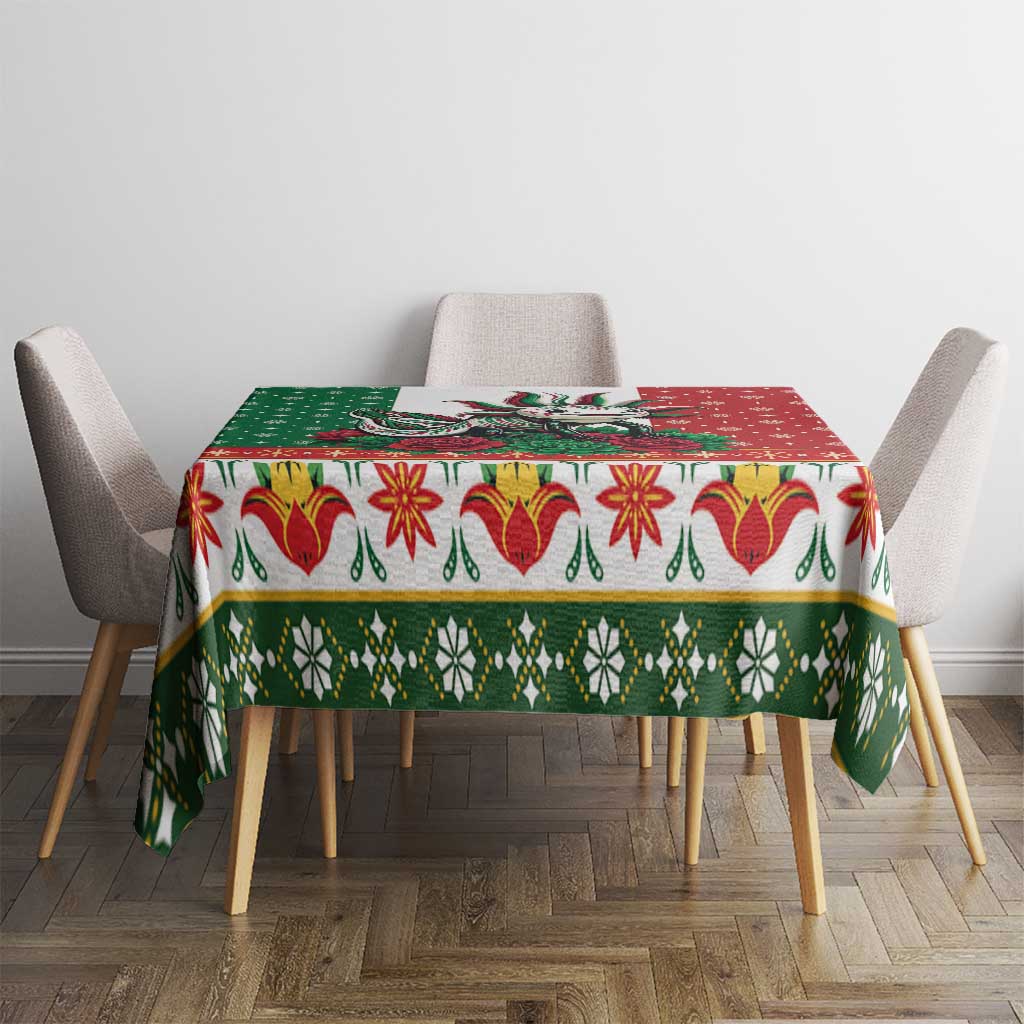 Mexico Christmas Tablecloth Cute Axolotl with Flag Style - Wonder Print Shop