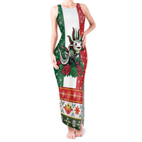Mexico Christmas Tank Maxi Dress Cute Axolotl with Flag Style - Wonder Print Shop