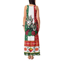 Mexico Christmas Tank Maxi Dress Cute Axolotl with Flag Style - Wonder Print Shop
