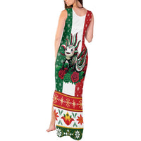 Mexico Christmas Tank Maxi Dress Cute Axolotl with Flag Style - Wonder Print Shop