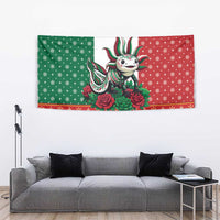 Mexico Christmas Tapestry Cute Axolotl with Flag Style - Wonder Print Shop