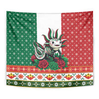 Mexico Christmas Tapestry Cute Axolotl with Flag Style - Wonder Print Shop