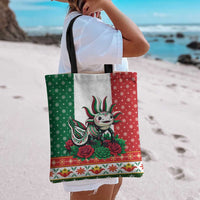 Mexico Christmas Tote Bag Cute Axolotl with Flag Style - Wonder Print Shop