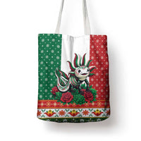 Mexico Christmas Tote Bag Cute Axolotl with Flag Style - Wonder Print Shop
