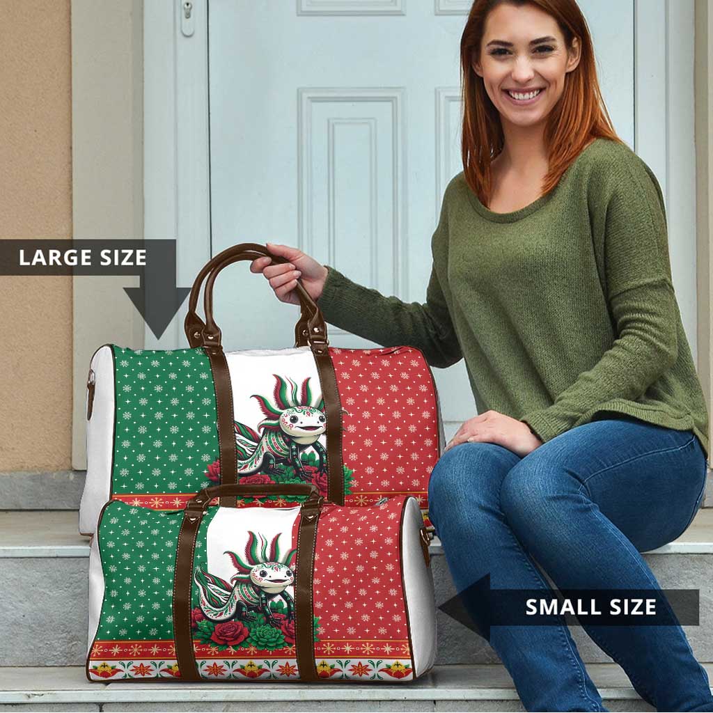 Mexico Christmas Travel Bag Cute Axolotl with Flag Style - Wonder Print Shop