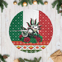 Mexico Christmas Tree Skirt Cute Axolotl with Flag Style - Wonder Print Shop