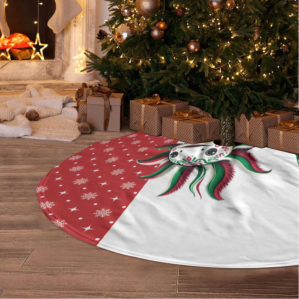 Mexico Christmas Tree Skirt Cute Axolotl with Flag Style - Wonder Print Shop