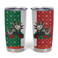 Mexico Christmas Tumbler Cup Cute Axolotl with Flag Style - Wonder Print Shop