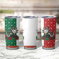 Mexico Christmas Tumbler Cup Cute Axolotl with Flag Style - Wonder Print Shop
