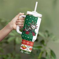 Mexico Christmas Tumbler With Handle Cute Axolotl with Flag Style - Wonder Print Shop
