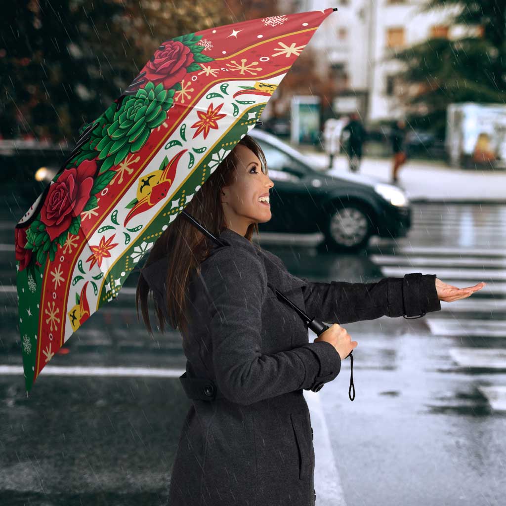 Mexico Christmas Umbrella Cute Axolotl with Flag Style - Wonder Print Shop
