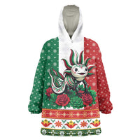 Mexico Christmas Wearable Blanket Hoodie Cute Axolotl with Flag Style - Wonder Print Shop