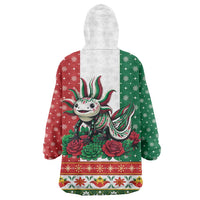 Mexico Christmas Wearable Blanket Hoodie Cute Axolotl with Flag Style - Wonder Print Shop