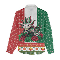 Mexico Christmas Women Casual Shirt Cute Axolotl with Flag Style - Wonder Print Shop
