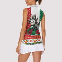 Mexico Christmas Women Sleeveless Polo Shirt Cute Axolotl with Flag Style - Wonder Print Shop