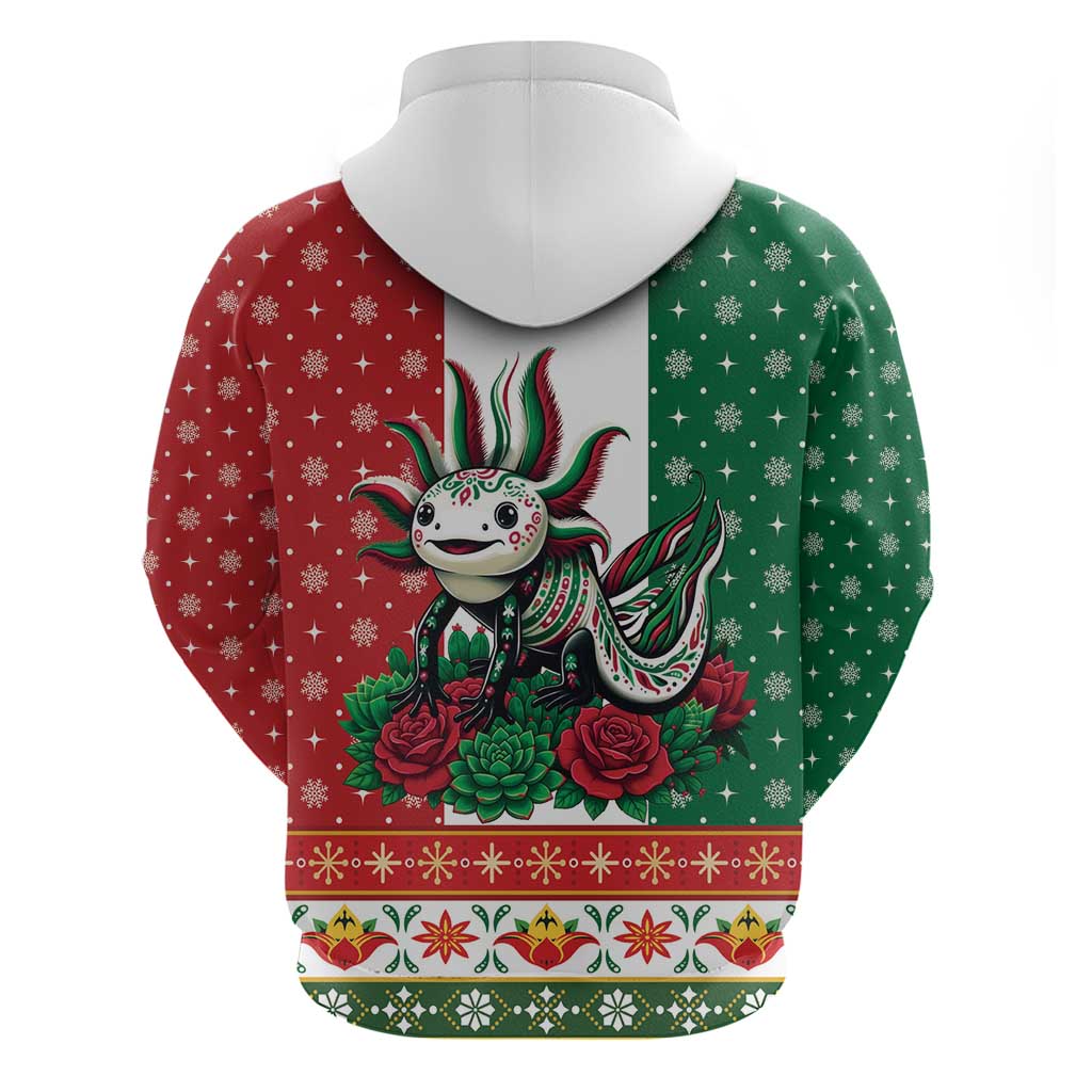 Mexico Christmas Zip Hoodie Cute Axolotl with Flag Style - Wonder Print Shop