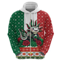 Mexico Christmas Zip Hoodie Cute Axolotl with Flag Style - Wonder Print Shop