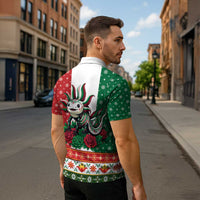 Mexico Christmas Zipper Polo Shirt Cute Axolotl with Flag Style - Wonder Print Shop