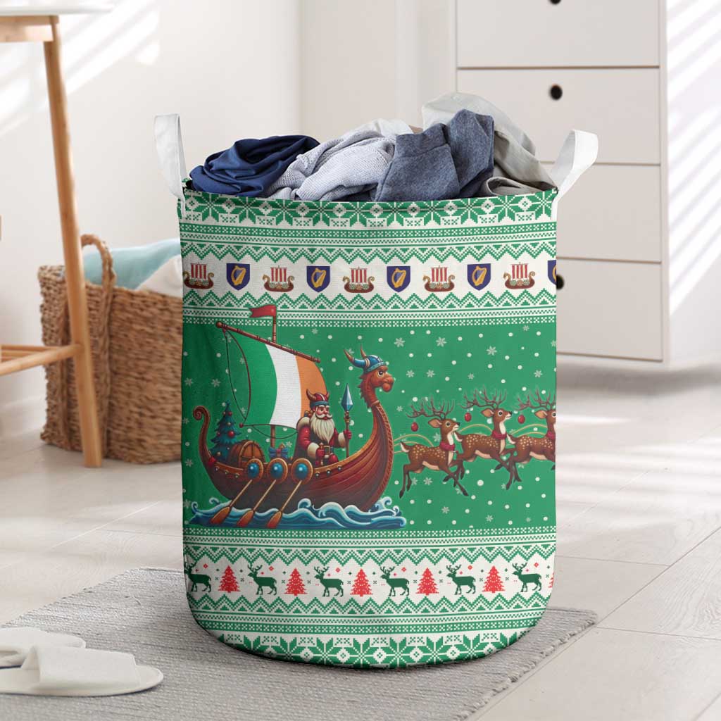 Ireland Viking Santa Christmas Laundry Basket Funny Reindeer Norse Xmas - Wonder Print Shop