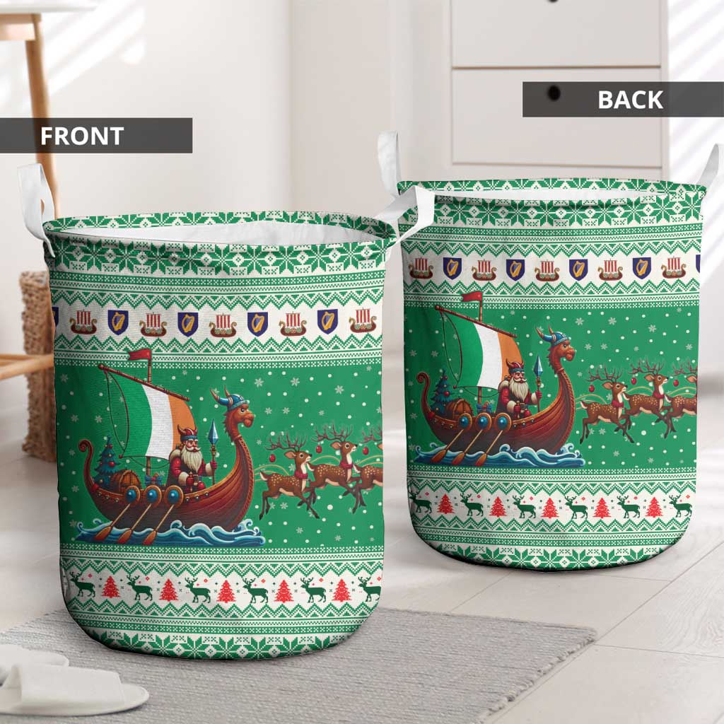 Ireland Viking Santa Christmas Laundry Basket Funny Reindeer Norse Xmas - Wonder Print Shop