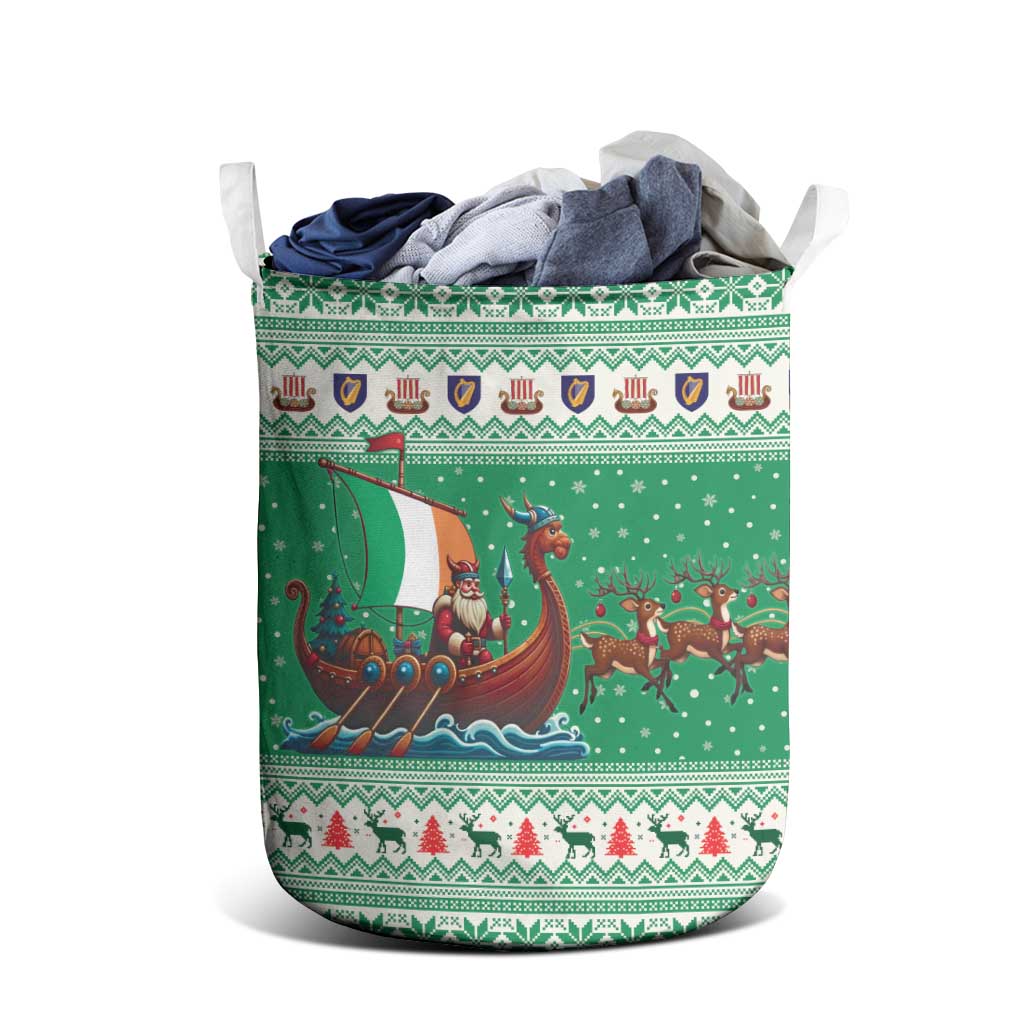 Ireland Viking Santa Christmas Laundry Basket Funny Reindeer Norse Xmas - Wonder Print Shop