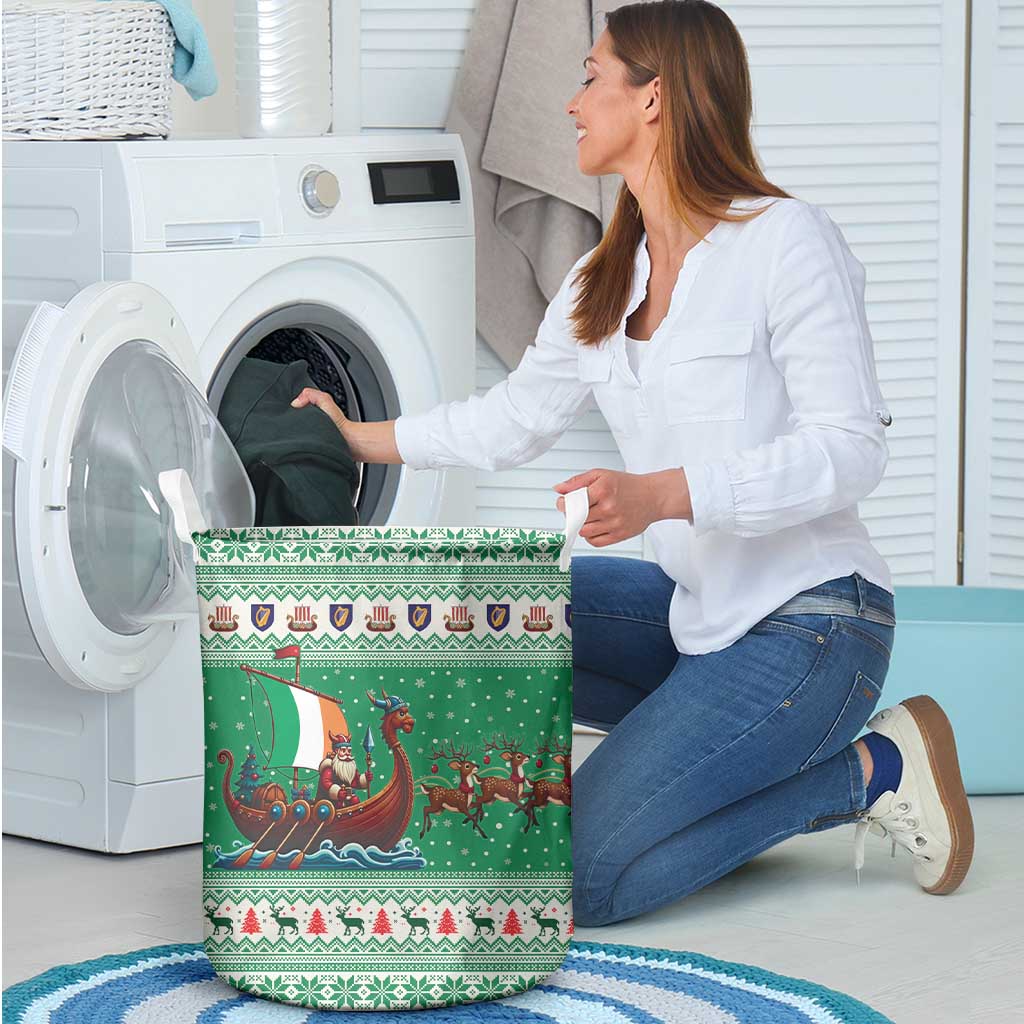 Ireland Viking Santa Christmas Laundry Basket Funny Reindeer Norse Xmas - Wonder Print Shop