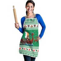 Ireland Viking Santa Christmas Apron Funny Reindeer Norse Xmas - Wonder Print Shop