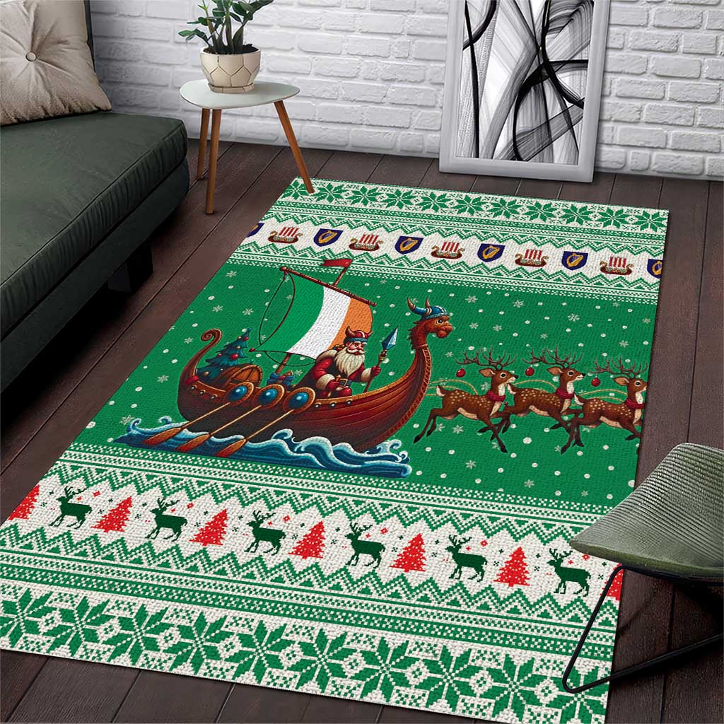 Ireland Viking Santa Christmas Area Rug Funny Reindeer Norse Xmas - Wonder Print Shop
