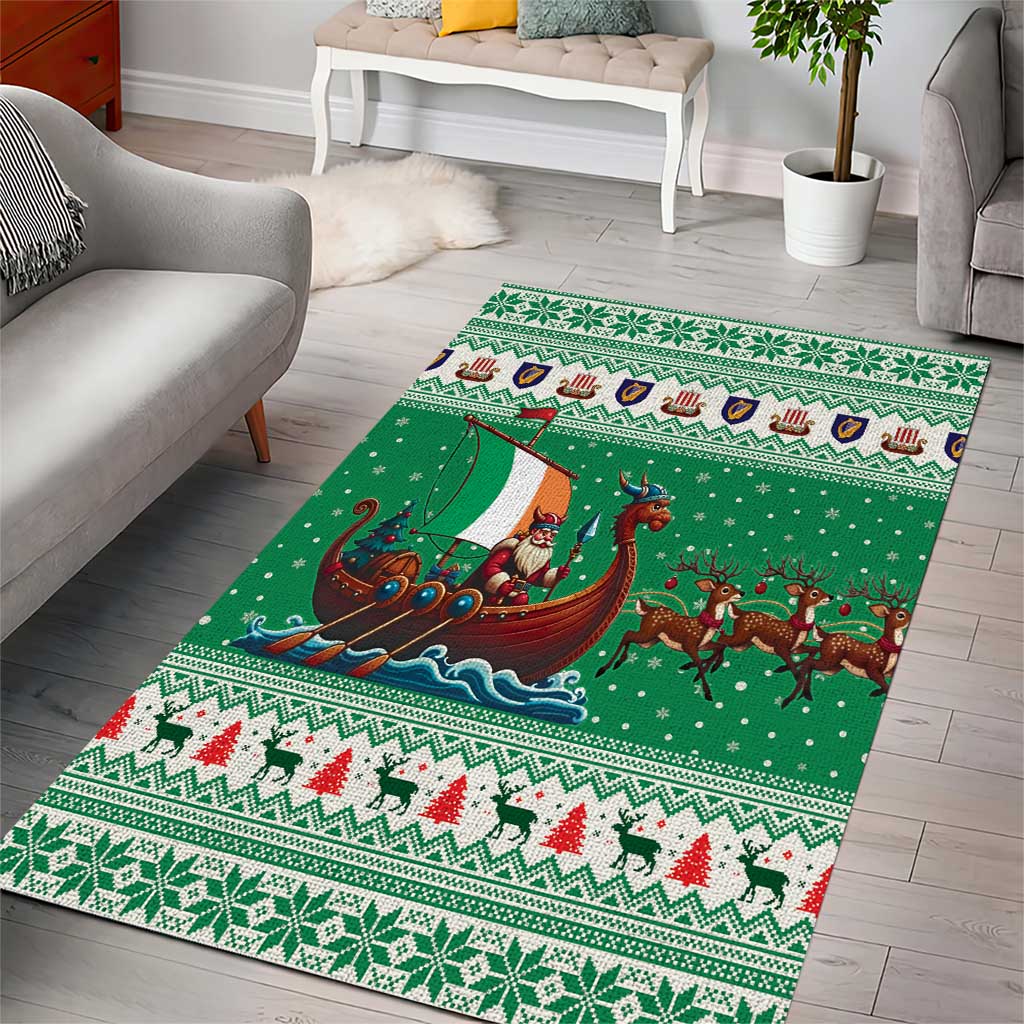 Ireland Viking Santa Christmas Area Rug Funny Reindeer Norse Xmas - Wonder Print Shop