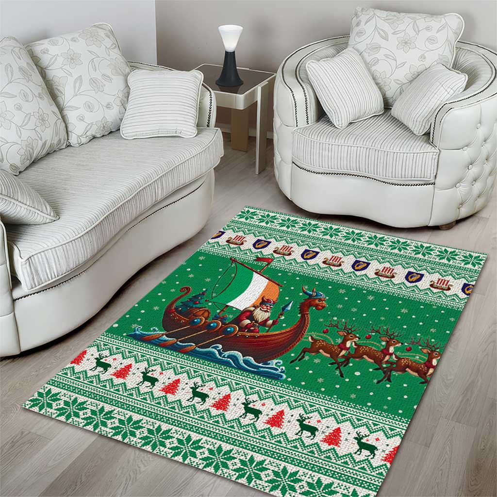 Ireland Viking Santa Christmas Area Rug Funny Reindeer Norse Xmas - Wonder Print Shop