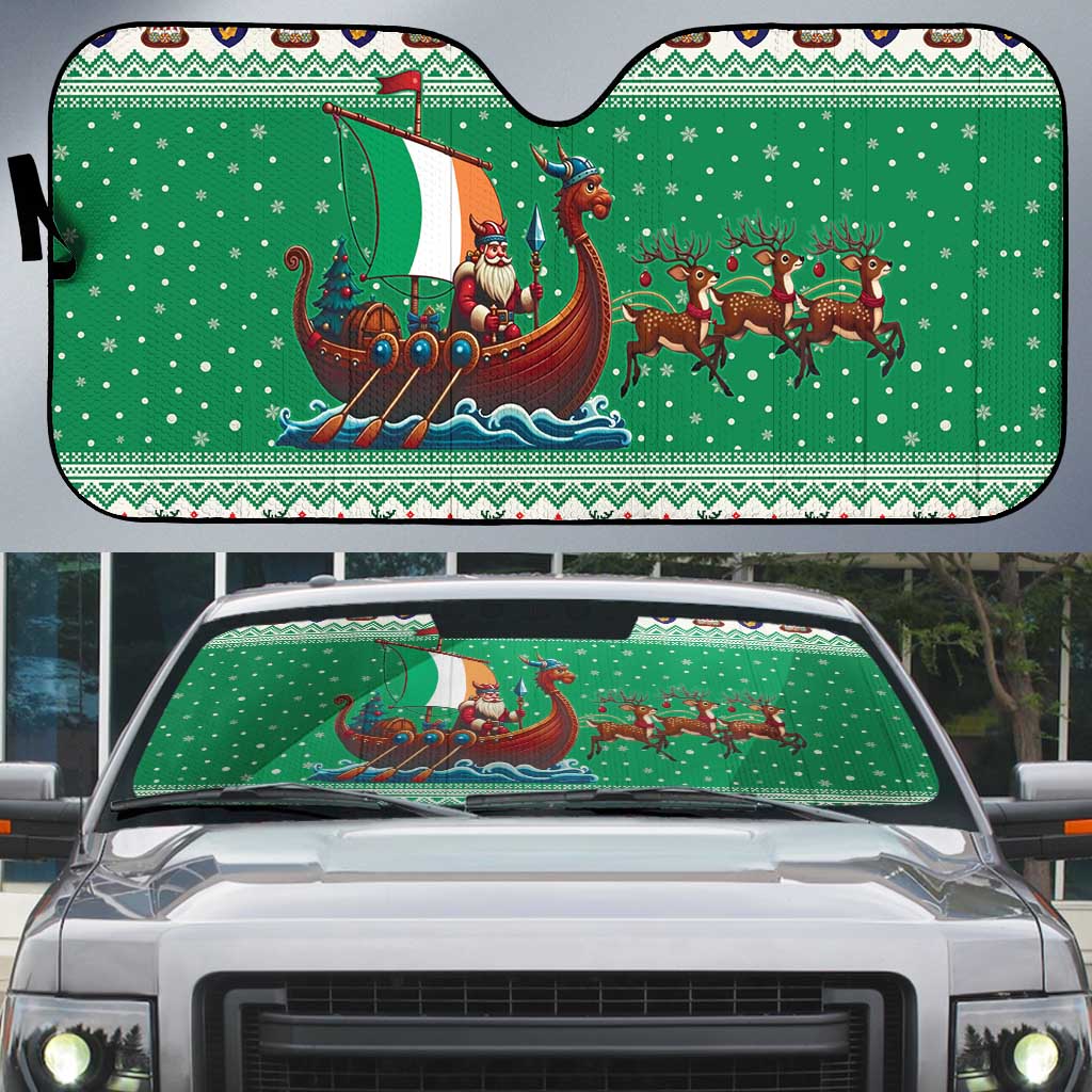 Ireland Viking Santa Christmas Auto Sun Shade Funny Reindeer Norse Xmas - Wonder Print Shop