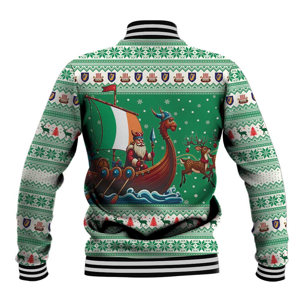 Ireland Viking Santa Christmas Baseball Jacket Funny Reindeer Norse Xmas - Wonder Print Shop
