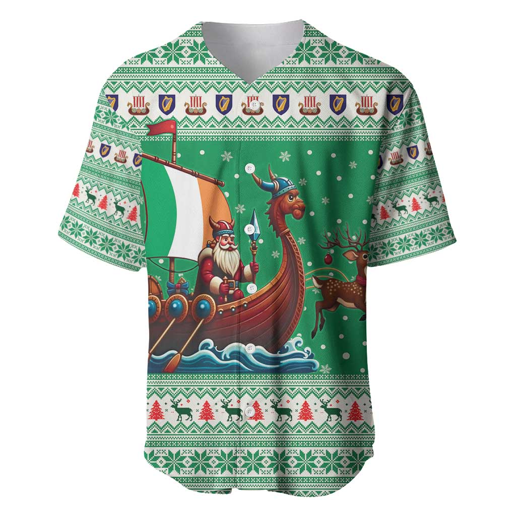 Ireland Viking Santa Christmas Baseball Jersey Funny Reindeer Norse Xmas - Wonder Print Shop