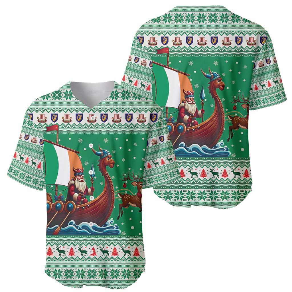 Ireland Viking Santa Christmas Baseball Jersey Funny Reindeer Norse Xmas - Wonder Print Shop