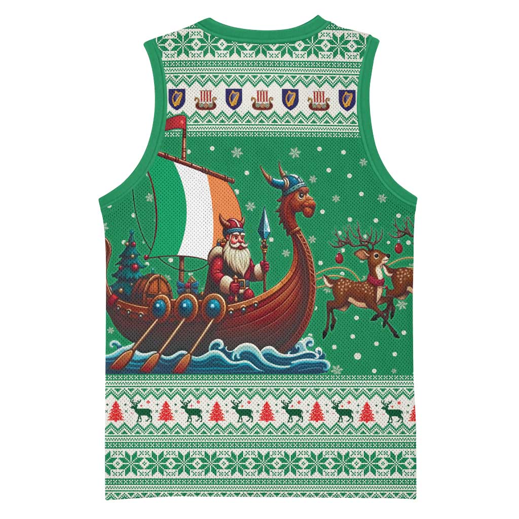 Ireland Viking Santa Christmas Basketball Jersey Funny Reindeer Norse Xmas - Wonder Print Shop