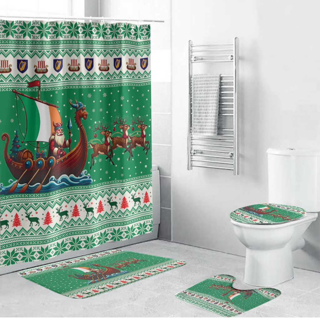 Ireland Viking Santa Christmas Bathroom Set Funny Reindeer Norse Xmas - Wonder Print Shop