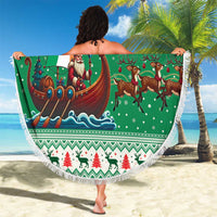Ireland Viking Santa Christmas Beach Blanket Funny Reindeer Norse Xmas - Wonder Print Shop