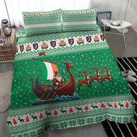 Ireland Viking Santa Christmas Bedding Set Funny Reindeer Norse Xmas - Wonder Print Shop