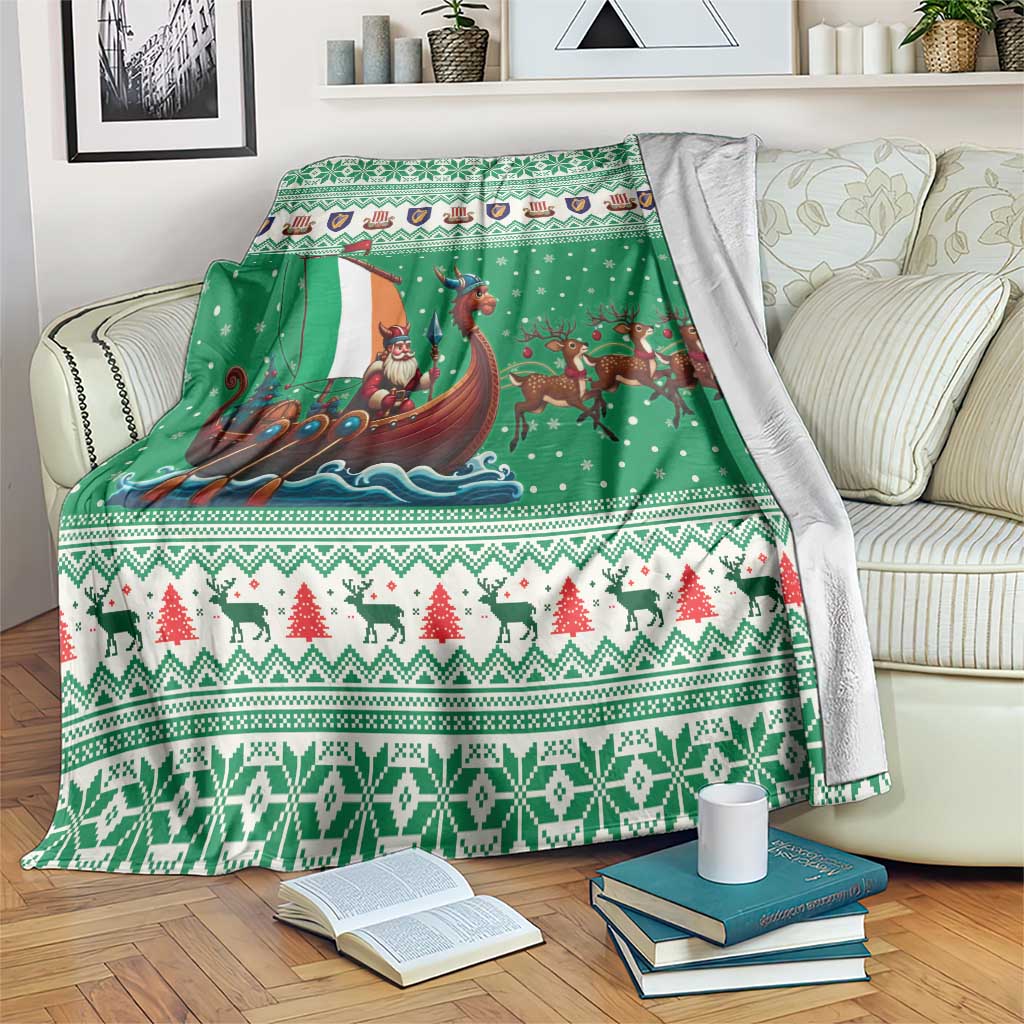 Ireland Viking Santa Christmas Blanket Funny Reindeer Norse Xmas - Wonder Print Shop