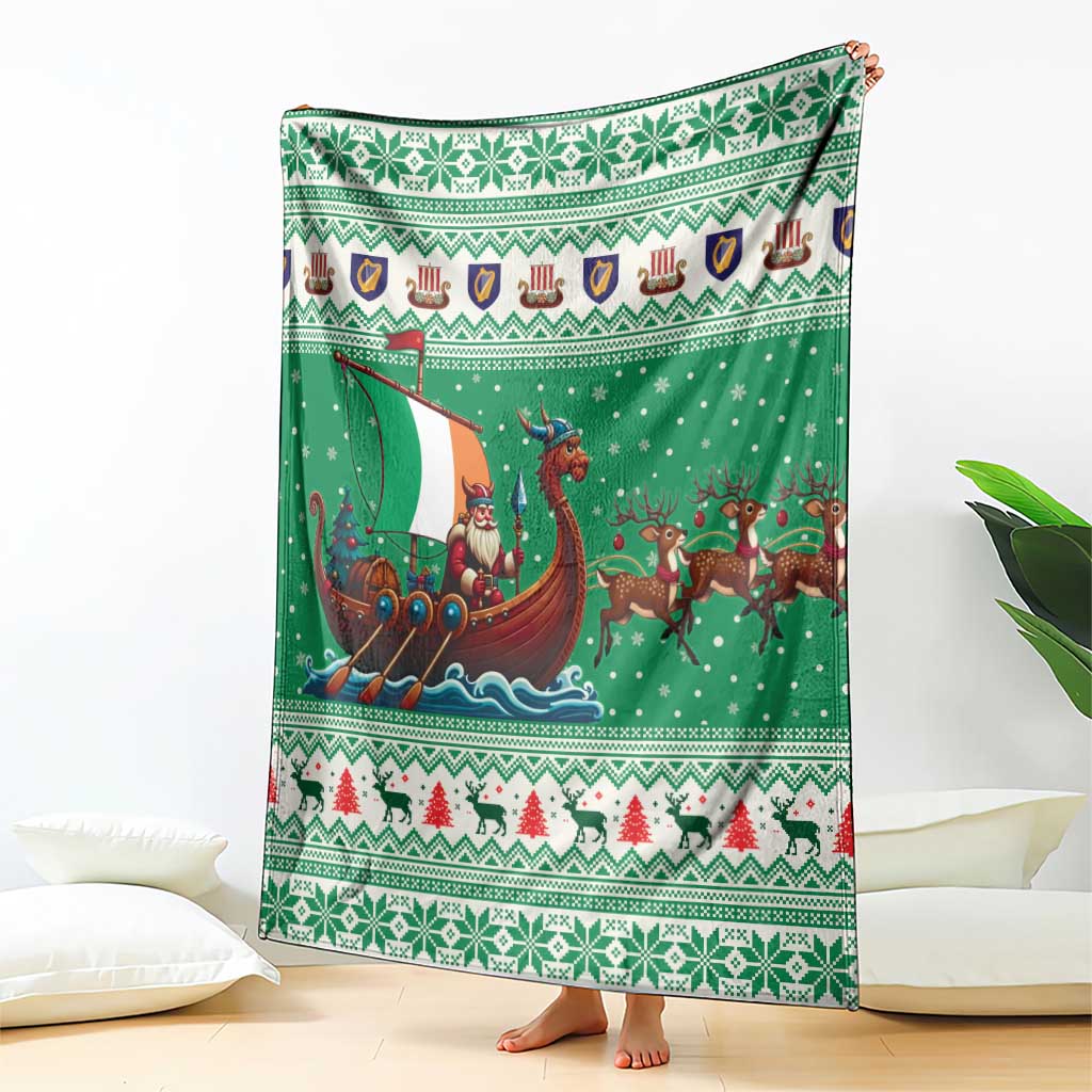 Ireland Viking Santa Christmas Blanket Funny Reindeer Norse Xmas - Wonder Print Shop