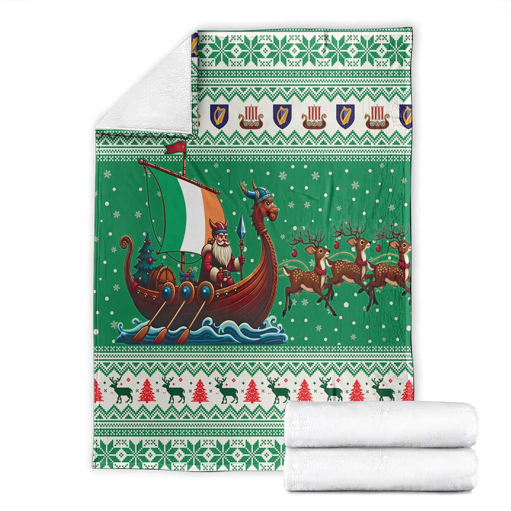 Ireland Viking Santa Christmas Blanket Funny Reindeer Norse Xmas - Wonder Print Shop