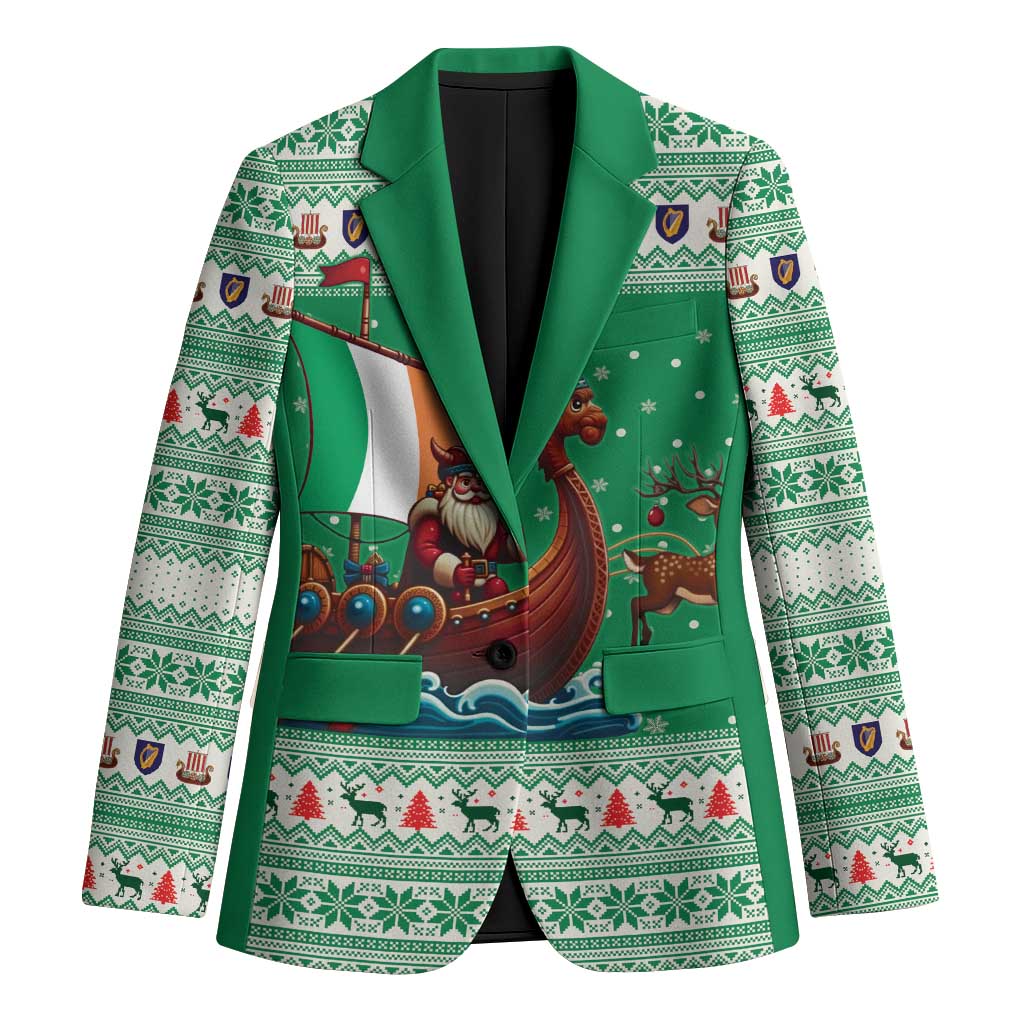 Ireland Viking Santa Christmas Blazer Funny Reindeer Norse Xmas - Wonder Print Shop