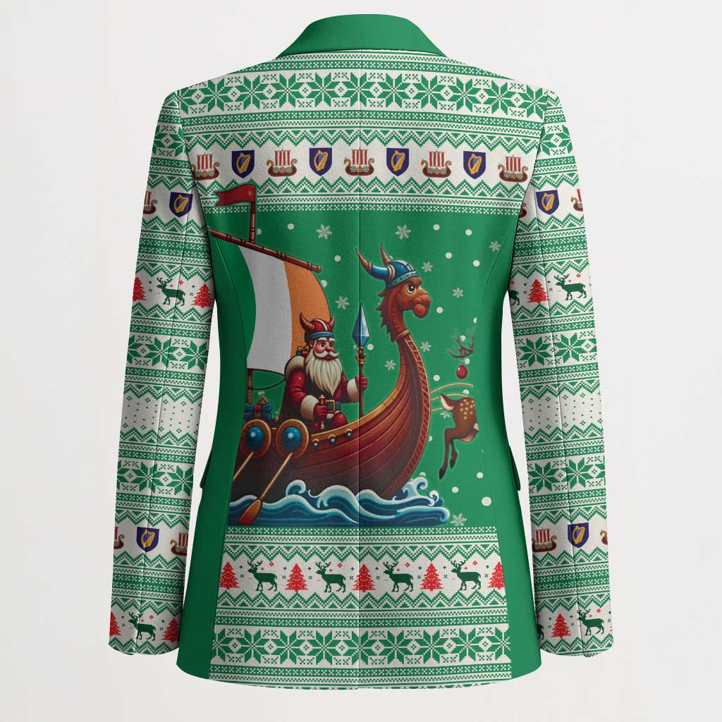 Ireland Viking Santa Christmas Blazer Funny Reindeer Norse Xmas - Wonder Print Shop