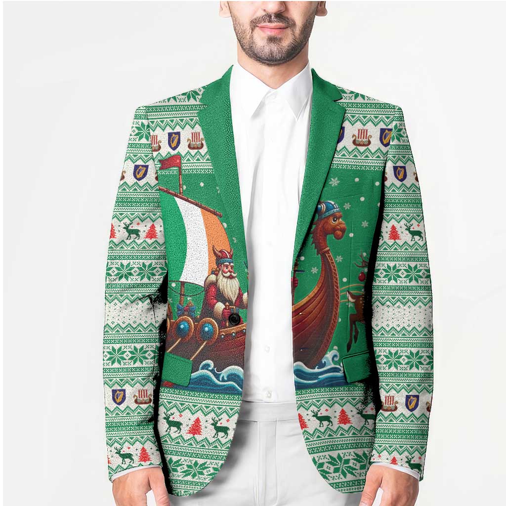 Ireland Viking Santa Christmas Blazer Funny Reindeer Norse Xmas - Wonder Print Shop