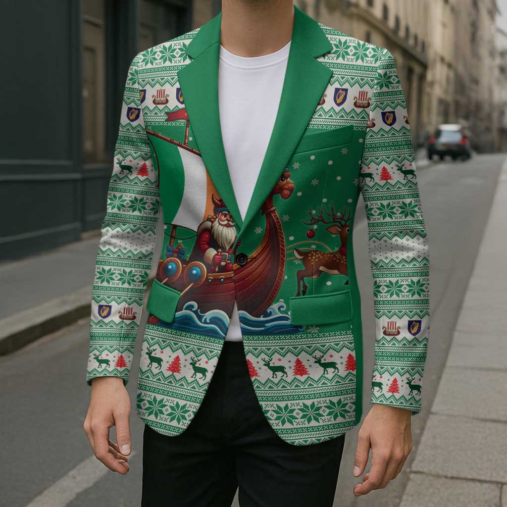 Ireland Viking Santa Christmas Blazer Funny Reindeer Norse Xmas - Wonder Print Shop