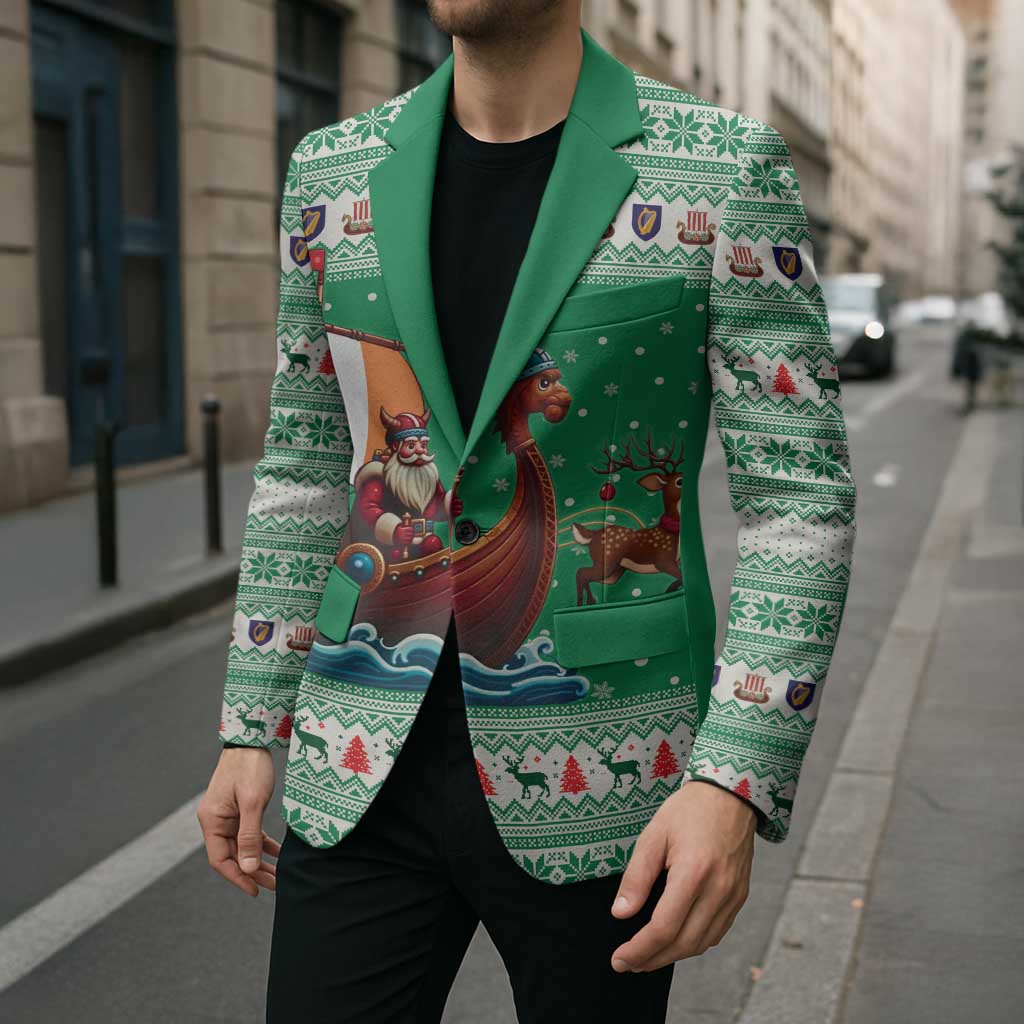 Ireland Viking Santa Christmas Blazer Funny Reindeer Norse Xmas - Wonder Print Shop