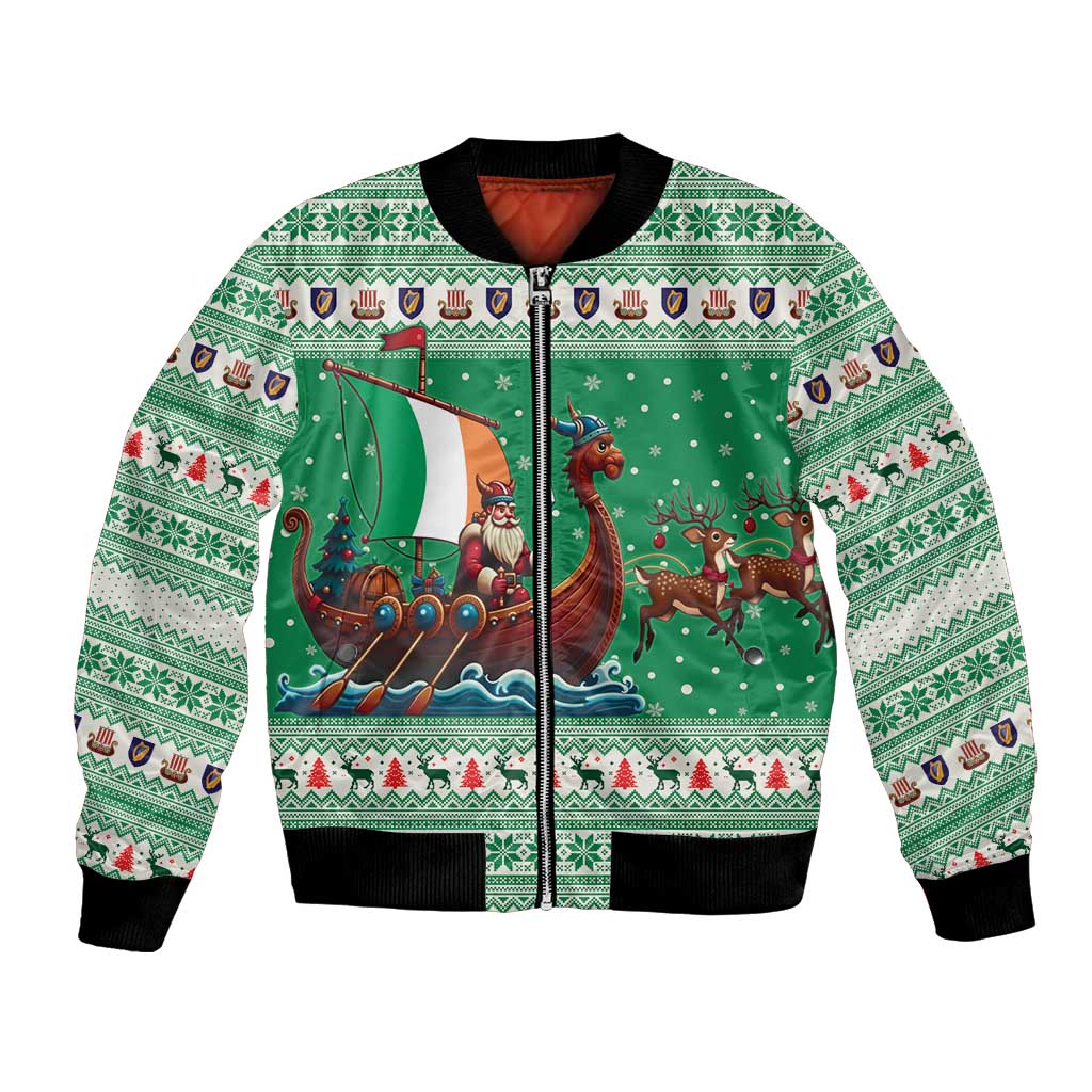 Ireland Viking Santa Christmas Bomber Jacket Funny Reindeer Norse Xmas - Wonder Print Shop