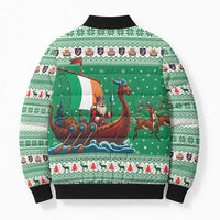 Ireland Viking Santa Christmas Bomber Puffer Jacket Funny Reindeer Norse Xmas - Wonder Print Shop