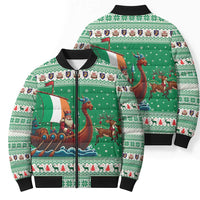 Ireland Viking Santa Christmas Bomber Puffer Jacket Funny Reindeer Norse Xmas - Wonder Print Shop
