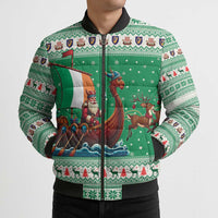 Ireland Viking Santa Christmas Bomber Puffer Jacket Funny Reindeer Norse Xmas - Wonder Print Shop